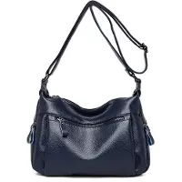 Merkloos Damen Messenger Bag - Lässige Schultertasche aus weichem Rindsleder
