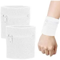 Benza Ibenzoa Schweißabsorbierende Sport-Handgelenkbänder aus Baumwolle mit Reißverschlussfach – sicherer Stauraum beim Laufen & Training, atmungsaktiv und elastisch