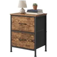 Songmics Kommode, Schrank, 2 Stoffschubladen, für Schlafzimmer, Flur, Wohnzimmer, braun-schwarz