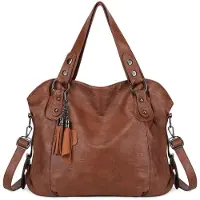 Merkloos Damen Kunstleder Schultertasche mit großer Kapazität