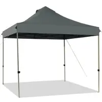 Costway 3 m x 3 m großes Pop-up-Überdachungszelt, einfach aufzubauendes Partyzelt, tragbares kommerzielles Messezelt mit fahrbarer Tragetasche, 3 verstellbaren Höhen Grau