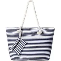 OEM XXL Strandtas mit Reißverschluss blau Streifen