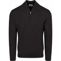 Profuomo Herren Pullover & Cardigans Pullover Half Zip Extrafine Merino - Antraciet - Größe XXL