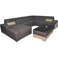 AEA Ecke Leder Modern XXL Couch Wohnlandschaft Ledersofa Sofa U-Form C4010 Tisch