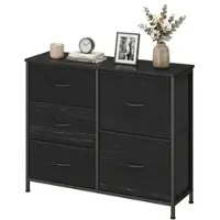 Songmics Kommode mit 5 Schubladen, Schubladenschrank mit Metallgestell, 98,7 x 30 x 74,7 cm, Schwarz