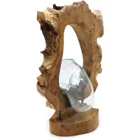 Ancient Wisdom Hängevasen aus mundgeblasenem Glas, montiert auf einem Holzgestell