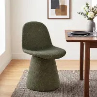 Duhome Esszimmerstuhl aus Bouclé Stoff Polsterstuhl Gepolsterter Sessel mit Rückenlehne Drehstuhl für Esszimmer Wohnzimmer Schlafzimmer, Grün