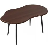 KOMFOTTEU Couchtisch, unregelmäßiger Beistelltisch in Wolkenform, Wohnzimmertisch mit Metallbein, moderner Kaffeetisch für Wohnzimmer & Schlafzimmer, Natur/Walnuss