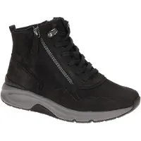 Gabor Schnürboots ROLLINGSOFT, Damen, Gr. 37, schwarz, Nubukleder, unifarben, Schuhe Schnürboots, Keilabsatz, High Top-Sneaker mit zwei Reißverschlüssen