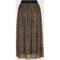 MADELEINE Maxirock "Rock Plisseerock mit Leo-Druck", Damen, Gr. 40, braun (schwarz, caramel, multicolor), Modern, weit, Röcke Maxirock