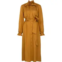 Seidensticker Sommerkleid , Damen, Gr. M (38), Normalgrößen, messing, 100% Acetat, unifarben, regular fit, Kleider Sommerkleid, 1/1 Stehkragen Uni
