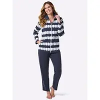 Witt Hausanzug "Hausanzug Hausanzug mit 2 Taschen", Damen, Gr. 44/46, marine, ecru, bedruckt, Sportlich, Homewear-Sets Hausanzug