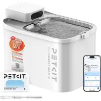 Petkit Intelligenter Haustier Trinkbrunnen 3L Edelstahl BPA-frei mit Bewegungssensor & App-Steuerung, 26dB leise, kabellos, spülmaschinenfest
