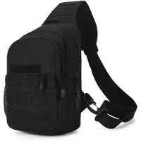 Unyqoos Ibenzoa MOLLE-Taktische Schultertasche für Herren mit USB-Anschluss, Flaschenfach 550 ml, 19×27–31×10 cm, 0,45 kg, 600D/900D Nylon, für iPad mini 7,9 Zoll