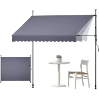 StarTech.com Klemmmarkise 300 cm - Balkon- & Terrassenmarkise - Höhenverstellbar mit Handkurbel - UV-Schutz UPF 80+ - Sonnen- & Sichtschutz für Balkon und Garten - Dunkelgrau