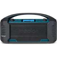 Medion E66050 DAB+ Baustellenradio (Integrierter Akku, IP54 Schutz gegen Spritzwasser & Staub, USB-Ladefunktion, Bluetooth 5.0, PLL UKW Radio, Akku- oder Netzbetrieb) blau