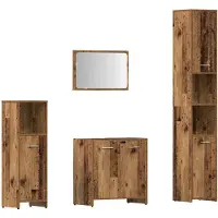 vidaXL 4-tlg. Badmöbel-Set Altholz-Optik Holzwerkstoff