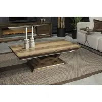 AEA Säulen Couchtisch Brauner Tisch Wohnzimmer Beistelltische Sofatisch Holz