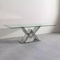 AEA Luxus Esstisch Säulentisch Silber Esstische Esszimmer Tisch Glastisch