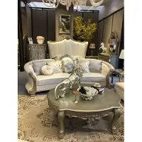 AEA Rund Sofa Holz geschnitzte Viersitzer Couch Leder Chesterfield Wohn Möbel Barock