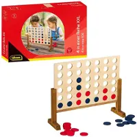 Idena XXL Holzspiel 4 Gewinnt - Riesenspaß für Familie & Garten (45x56cm)