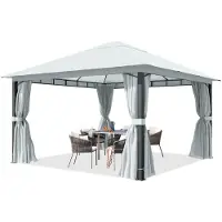 TOOLPORT Gartenpavillon 4x4 m ca. 220g/m² Dachplane Pavillon mit 4 Seitenteilen und 4 Moskitonetzen - grau