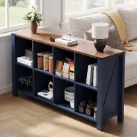 Merax Sideboard Organizer-Regal mit 8 offenen Fächern, Kommode Wohnzimmerschrank mit Kippschutz, Aufbewahrungsschrank aus MDF, Blau