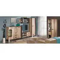 Xl Moebel Gmbh Wohnzimmer Komplettset Wohnzimmerkombination 6 tlg. Wohnwand Eiche Kommode Tisch