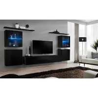 AEA Schwarz Wohnwand Wohnzimmermöbel Luxus Wand Schrank Komplett Designer