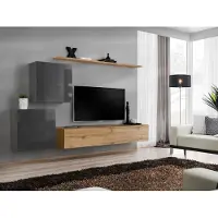AEA Wohnzimmer Möbel Set Wohnwand TV-Ständer Sideboard Regal Holz Luxus Wandschrank
