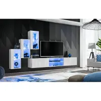 AEA Wohnwand Luxus Wohnzimmer Set 210 cm Einrichtung Wand Regale Modern