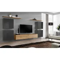 Xl Moebel Gmbh Luxus Wohnwand Komplett 7tlg Designer Wandregal Wohnzimmer Braun TV-Ständer