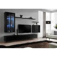 AEA Wohnzimmermöbel Wohnwand Wandschrank Sideboard Schwarz Luxus Holzmöbel