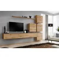 AEA Garnitur Braun Set 7tlg TV-Ständer Komplett Wohnwand Wand Regal Modern Design