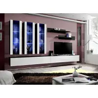 AEA Wohnwand Hänge Vitrine Wohnzimmer Lowboard TV Ständer Modern Design Set 7tlg.