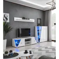 AEA Wohnzimmer Set Wandregal TV-Ständer Wohnwand Modern Vitrine Design 3tlg.