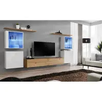AEA Komplett Braun TV-Ständer Set 4 tlg Designer Wohnzimmermöbel Wand Regale Möbel
