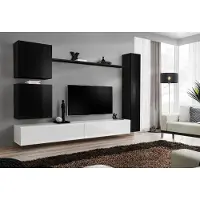 AEA Holzmöbel Wohnwand Modernes Schwarz Möbel TV-Ständer Einrichtung Sideboard