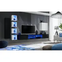 AEA Komplett Wohnwand Wandschrank Holzmöbel Modern Set 7tlg Einrichtung