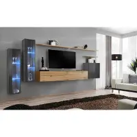 AEA Wohnzimmer Set Wohnwand Braun Luxus Wandschrank TV-Ständer Komplett Sideboard