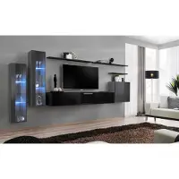 AEA Designer Schwarz Wohnwand Sideboard Wandschrank TV-Ständer Luxus Garnitur