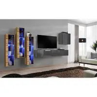 Xl Moebel Gmbh Luxus Wohnwand Grau Hochglanz TV Ständer Designer Sideboard Wohnzimmer Set