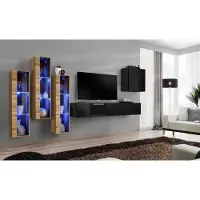 Xl Moebel Gmbh Wohnwand Möbel Wohnzimmer Luxus Hochglanz TV Ständer Schwarz Holz Komplett