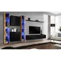 AEA Wohnwand Wandschrank Modern Design TV-Ständer Schwarz Wohnzimmermöbel Komplett