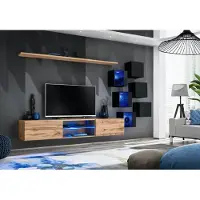 AEA Wohnwand Braun Regale Sideboard Wand Schrank Luxus TV-Ständer Holzmöbel