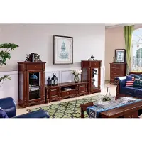 AEA Klassische Wohnwand tv Schrank 2x Vitrinen rtv Wohnwände Lowboard 3tlg. Set
