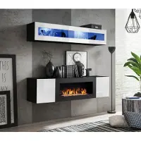Xl Moebel Gmbh Wohnwand Set 2tlg Sideboard mit Kamin Schrank Wohnzimmer Hochglanz Möbel