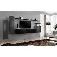 AEA Luxus Wohnzimmer Moderne Designer Möbel Grau Wohnwand TV-Ständer Wandregal