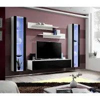 Xl Moebel Gmbh Wohnwand Luxus Set 5tlg. Wohnzimmer rtv Hänge Vitrine Moderne TV-Ständer Schwarz
