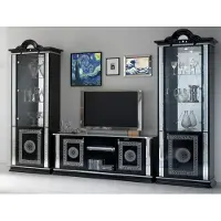 AEA Wohnwand Wohnzimmer Set Vitrine Kommode Wandregal Vitrinen Wohnwände 3 tlg. Set